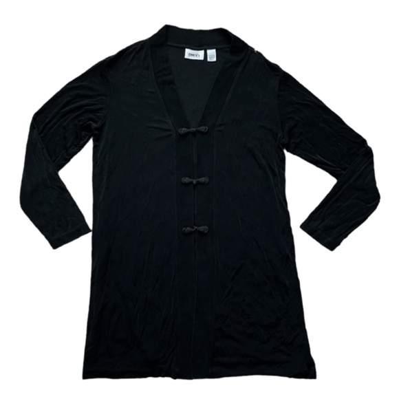 Chico’s Travelers Collection Black Chinese Style Long Cardigan Size Large - Picture 7 of 7